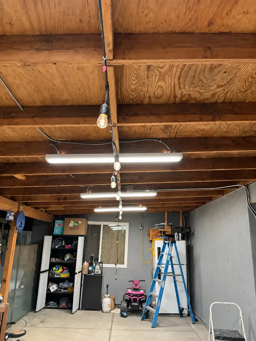 LED shop lights and new circuits in a garage workshop
